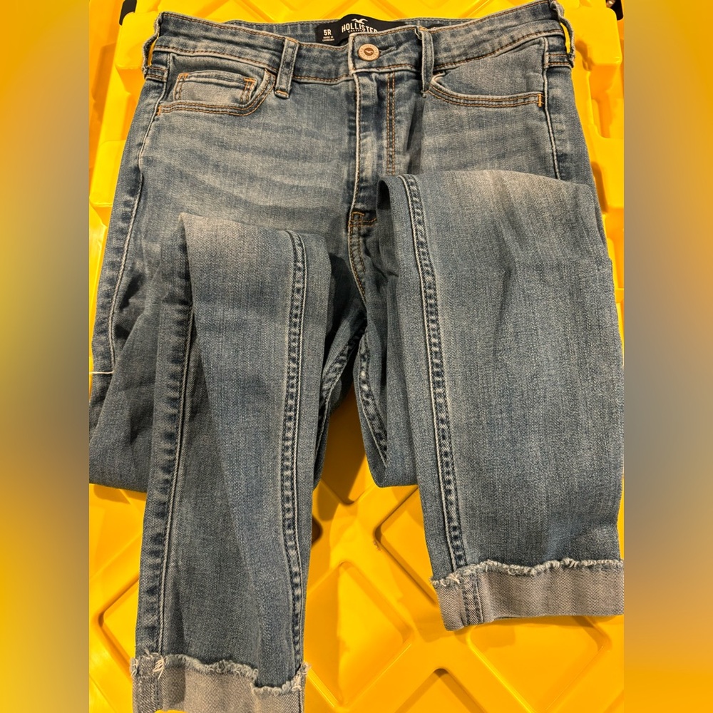 Hollister California Women’s Blue Denim Ripped Jeans Size 5R W27 L30 Straight
